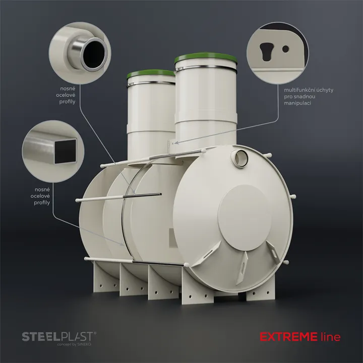 NAUTILUS 3 m³ EXTREME – extrémně odolný plastový tříkomorový septik do jílu a spodní vody