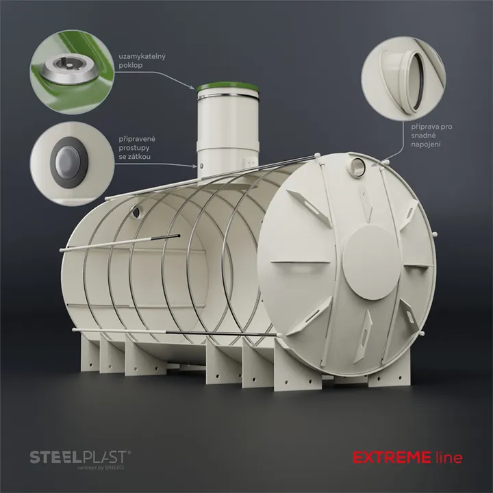 NAUTILUS 12 m³ EXTREME – extrémně odolná plastová samonosná jímka - žumpa do jílu a spodní vody