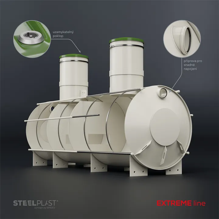 NAUTILUS 7 m³ EXTREME – extrémně odolný plastový tříkomorový septik do jílu a spodní vody