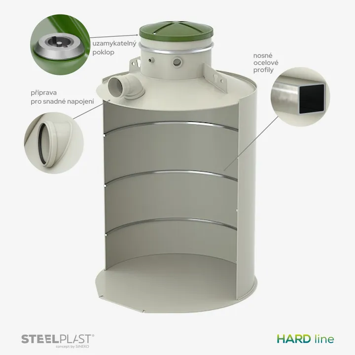 BARREL 3000L HARD - spolehlivá plastová nádrž na dešťovou vodu pro běžné podloží