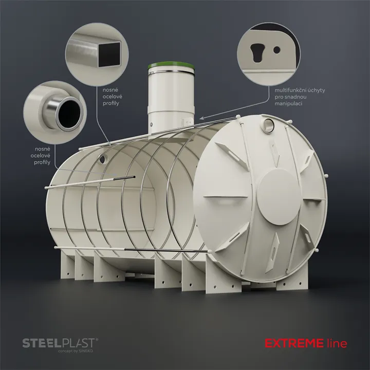 NAUTILUS 12 m³ EXTREME – extrémně odolná plastová samonosná jímka - žumpa do jílu a spodní vody