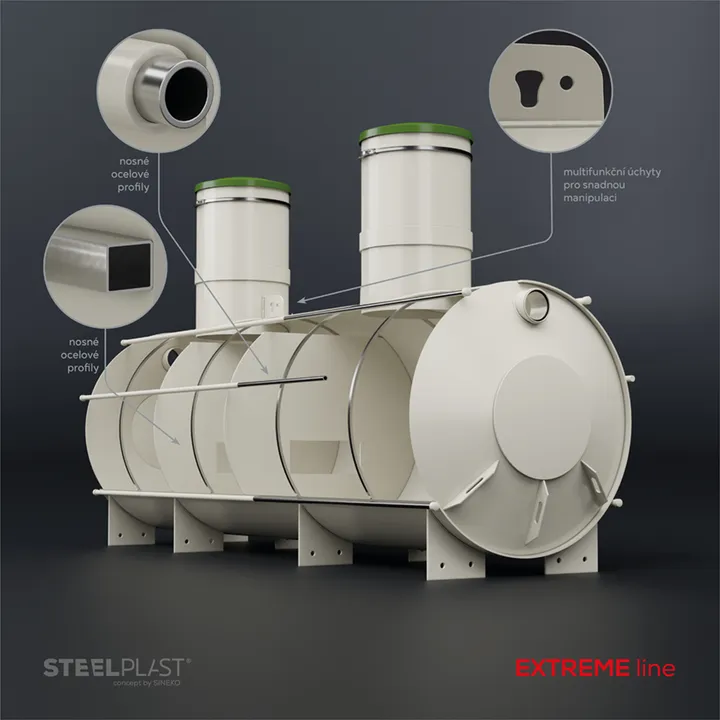NAUTILUS 7 m³ EXTREME – extrémně odolný plastový tříkomorový septik do jílu a spodní vody