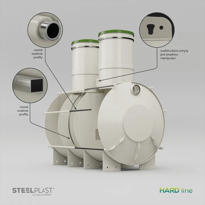 NAUTILUS 3 m³ HARD – odolný plastový tříkomorový septik s vyšší životností