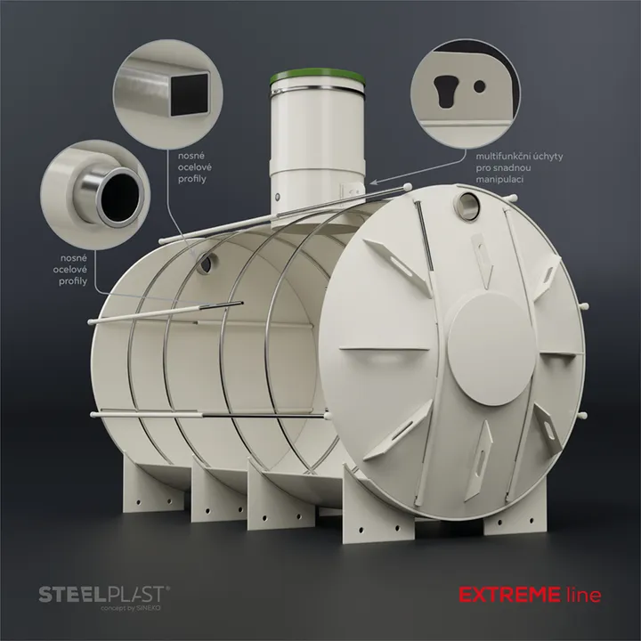 NAUTILUS 9 m³ EXTREME – extrémně odolná plastová samonosná jímka - žumpa do jílu a spodní vody