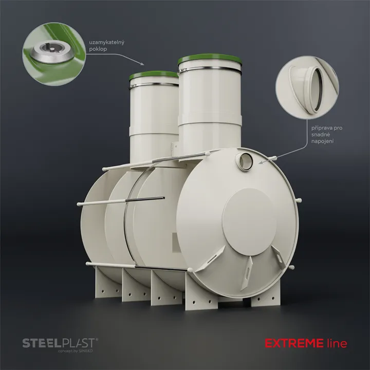 NAUTILUS 3 m³ EXTREME – extrémně odolný plastový tříkomorový septik do jílu a spodní vody