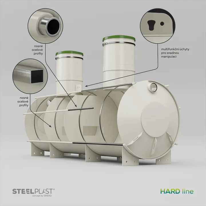 NAUTILUS 7 m³ HARD – odolný plastový tříkomorový septik s vyšší životností