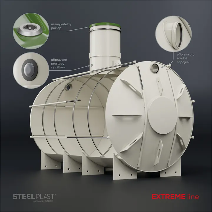 NAUTILUS 9 m³ EXTREME – extrémně odolná plastová samonosná jímka - žumpa do jílu a spodní vody